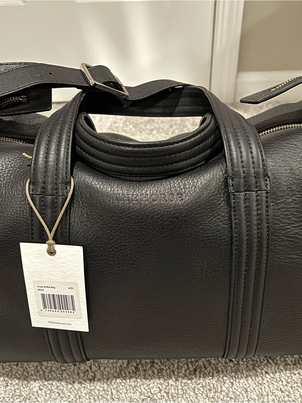 The Horse Black Pebbled Leather Duffel Bag